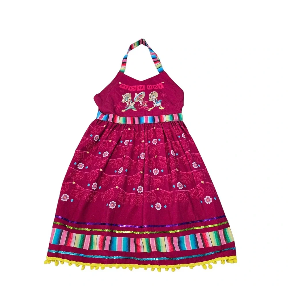 Disney Parks Three Caballeros Fiesta Hoy Apron Donald Duck Jose Panchito Pink OS